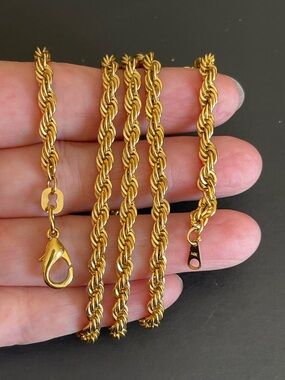 14K Gold plated Rope Chain Necklace ,